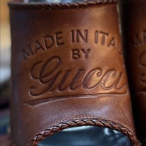 Gucci Craft Brown Leather High Heel Clog.